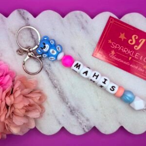 Personalized silicone bead keyring
