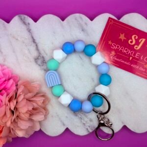 Beaded Wristlet Keyring- Blue