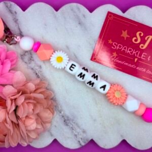 Personalized beaded Dummy Clips - Pink