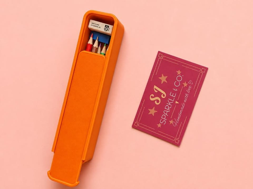 3D printed pencil box orange