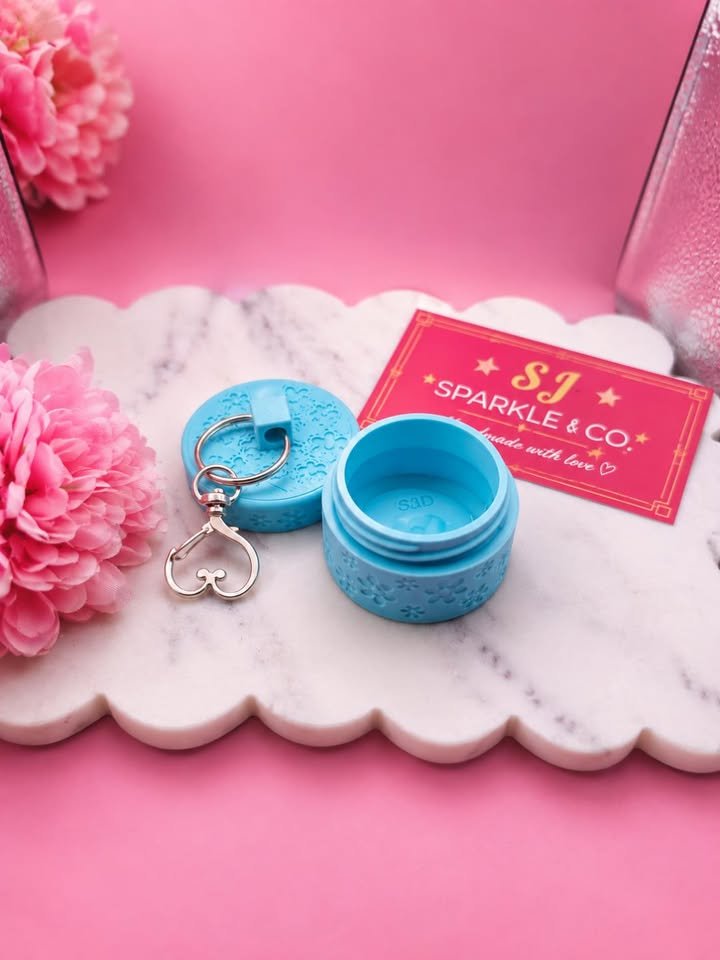 3d printed bag tag keychain jewellery box blue