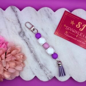 Purple silicone bead Bag Tag