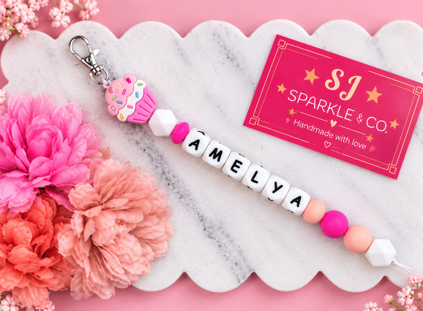 Personalised Beaded Bag Tag