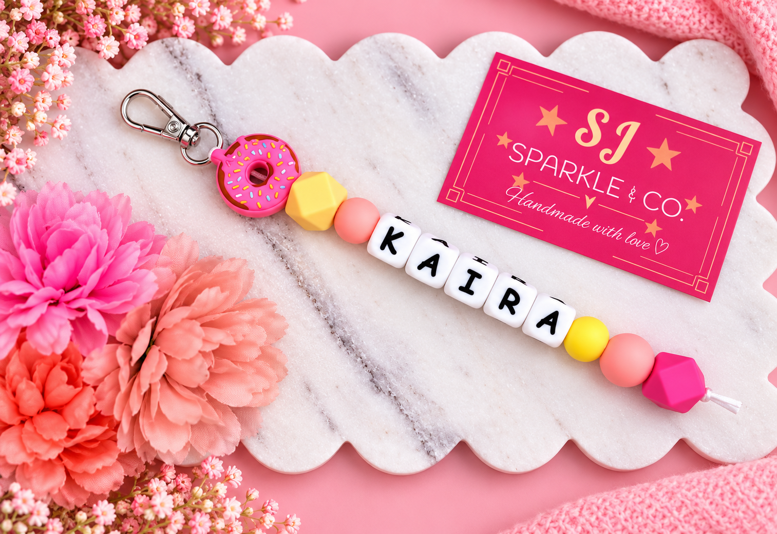 Personalised Beaded Bag Tag