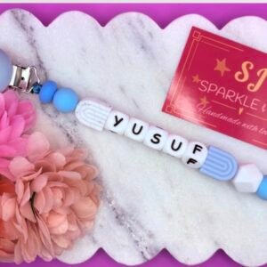 Personalised baby dummy clip