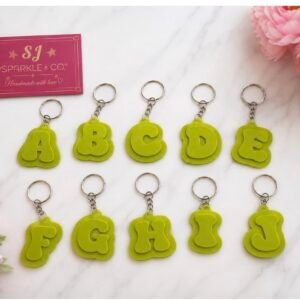 Letter Alphabet Keyring keychain apple green
