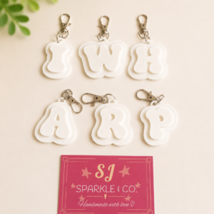 Letter Alphabet Keyring keychain white