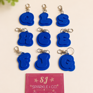 Letter Alphabet Keyring keychain dark blue