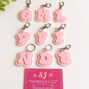 Letter Alphabet Keyring keychain pastel pink