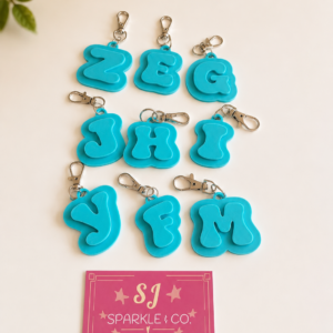 Letter Alphabet Keyring keychain blue