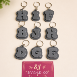 Letter Alphabet Keyring keychain grey