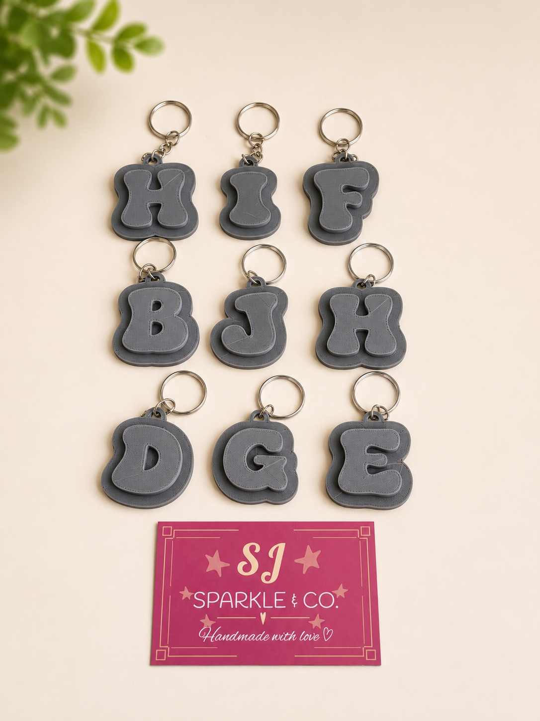 Letter Alphabet Keyring keychain grey