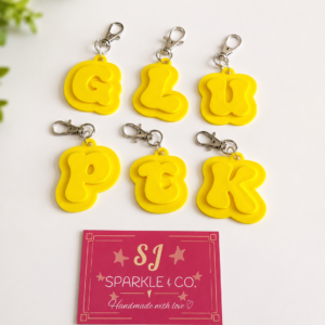 Letter Alphabet Keyring keychain yellow
