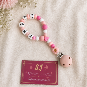 Personalised baby pram toy clip