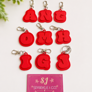 Letter Alphabet Keyring keychain red