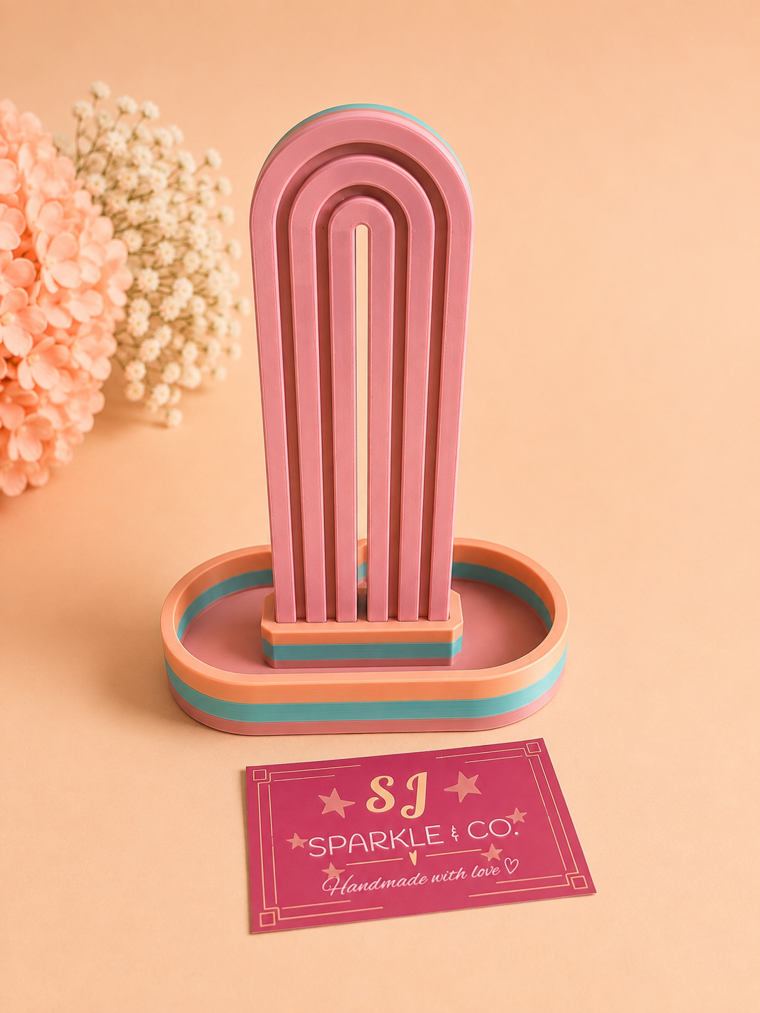 Scrunchie holder display pastel rainbow