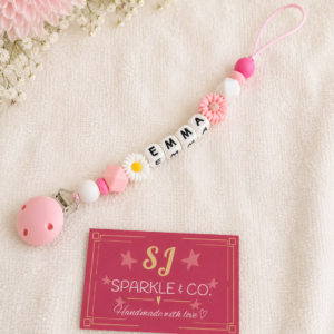 Personalised baby dummy clip