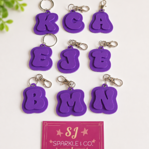 Letter Alphabet Keyring keychain purple