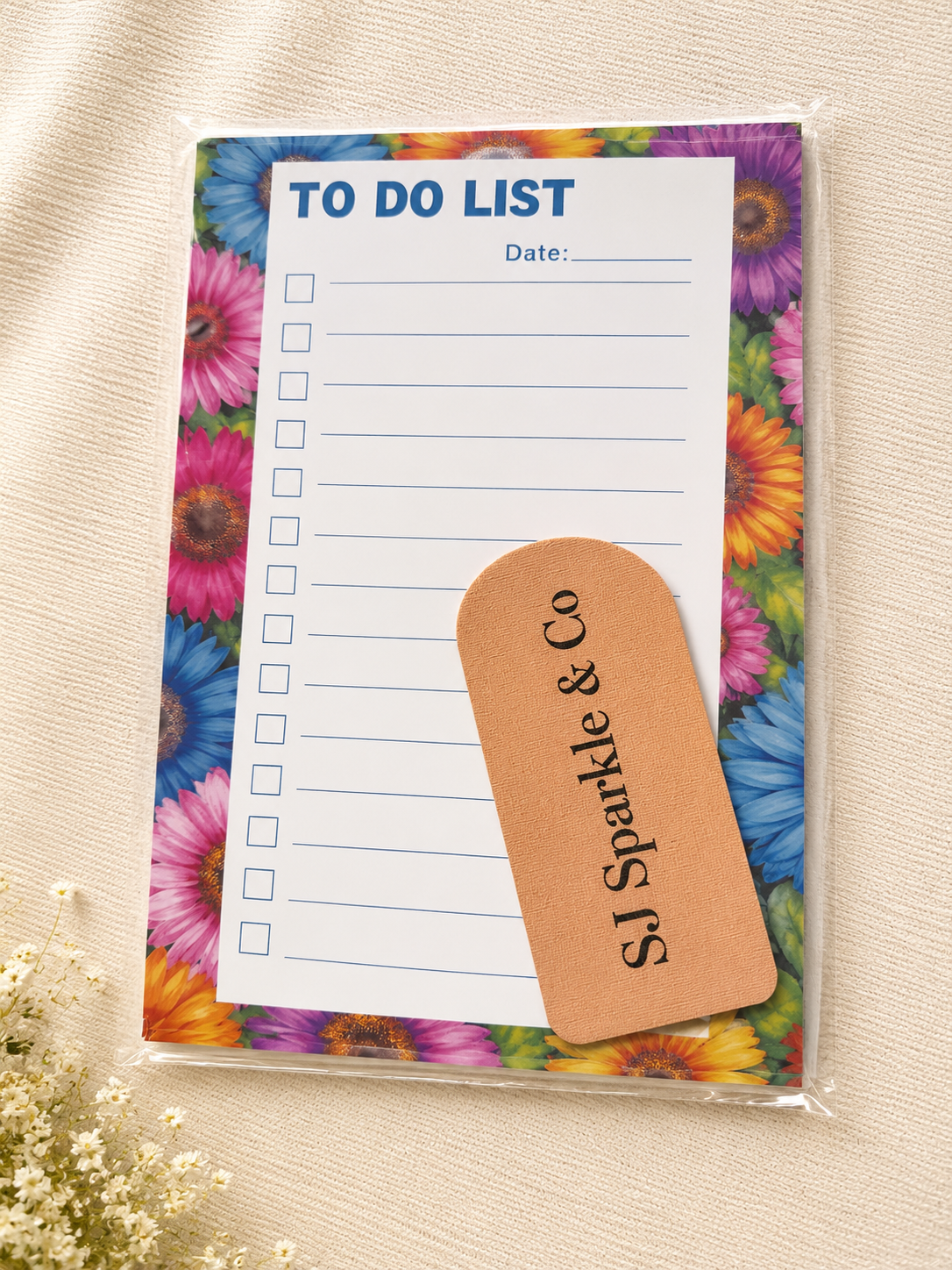 To do list notepad colourful flowers