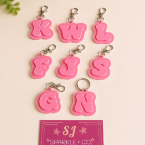 Letter Alphabet Keyring keychain pink