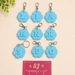 Letter Alphabet Keyring keychain sky blue
