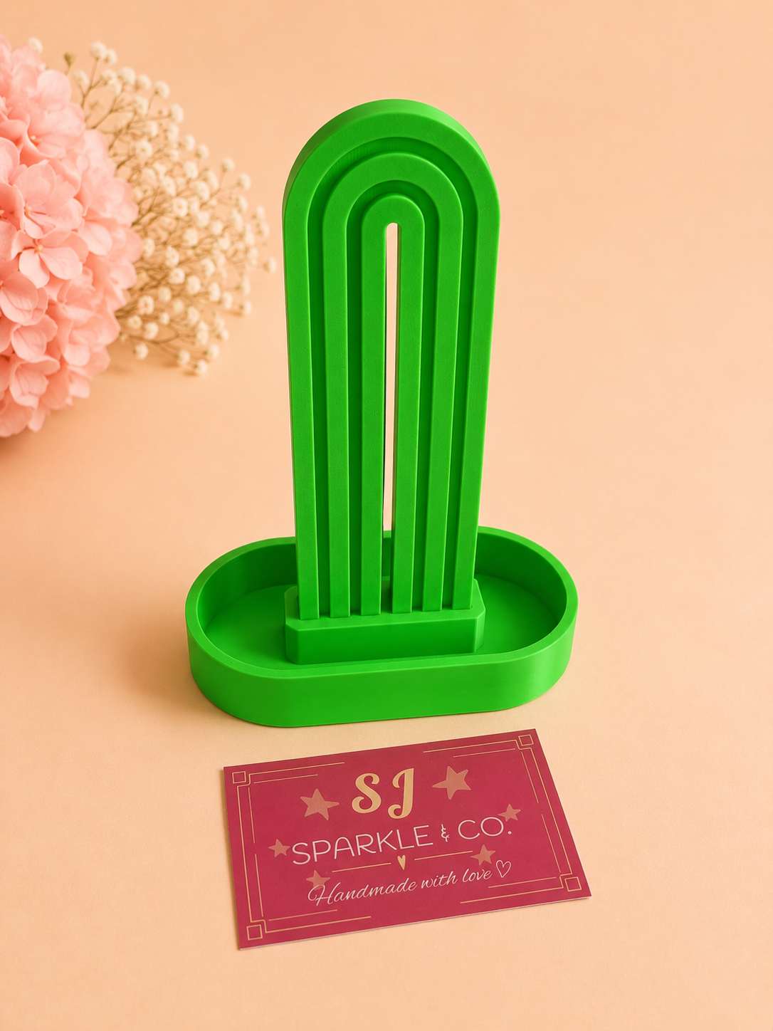 Scrunchie holder display neon green