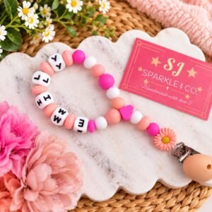 Personalised baby pram toy clip