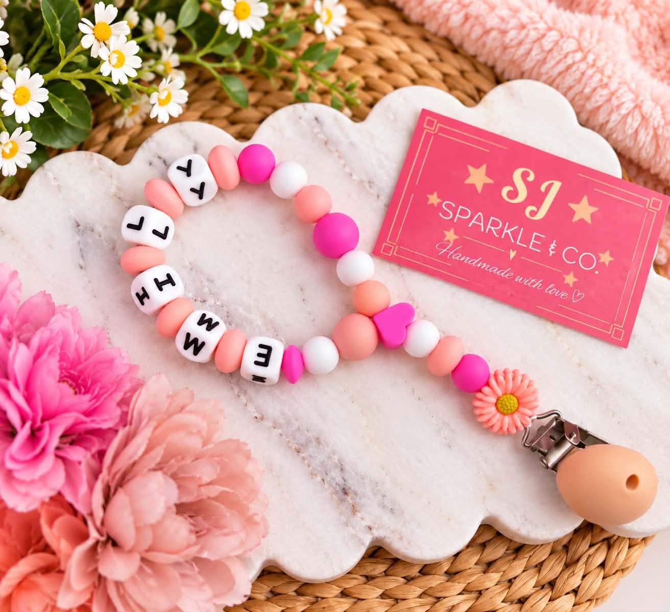 Personalised baby pram toy clip