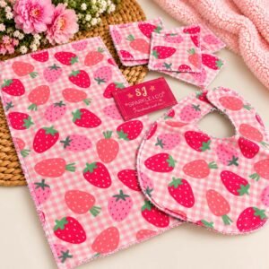 BABY ESSENTIALS PACK BABY BIB + BURP CLOTH + 5 x WASH CLOTH SET