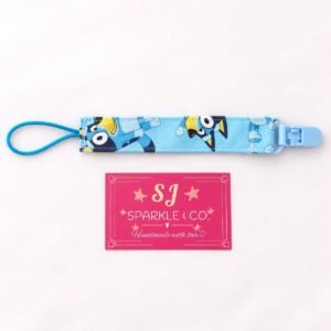 BLUE DOG THEME CLOTH BABY DUMMY CLIP HOLDER