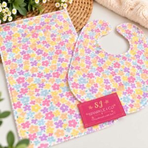 DASIY FLOWERS BABY BIB + BURP CLOTH SET